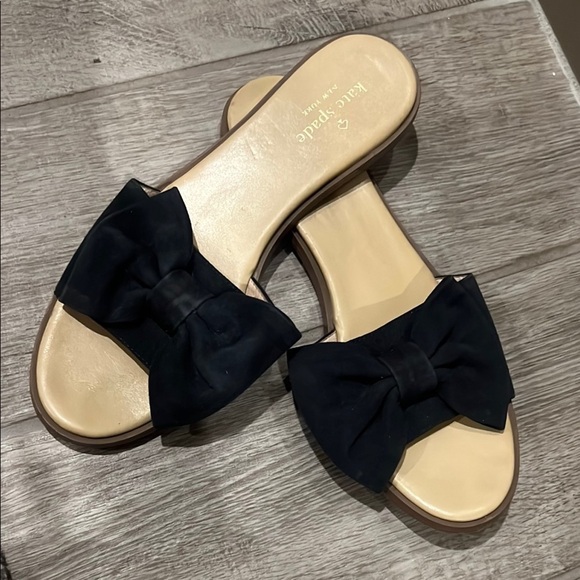 Kate Spade Black Suede Bow Mules - Picture 6 of 8
